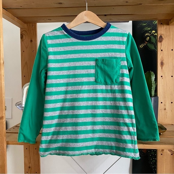 Mini Boden Green Snail Race Stripe Reversible Long Sleeve Shirt - Picture 9 of 15